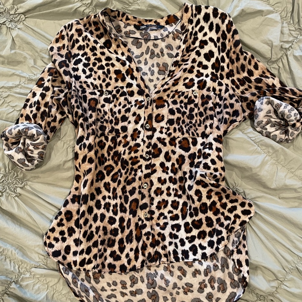 Zara Leopard Blouse